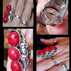 Rustic Ruby's Red Cracklestone ring
